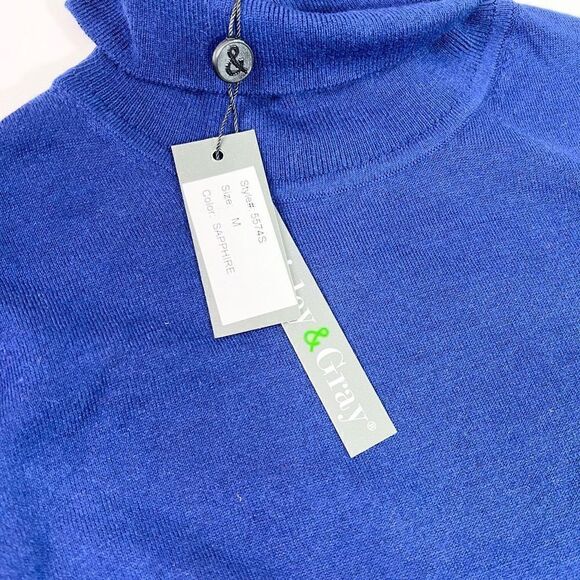 Paisley & Gray Wool Blend Sweater Womens Medium Blue Turtleneck Long Sleeve New - Picture 2 of 10